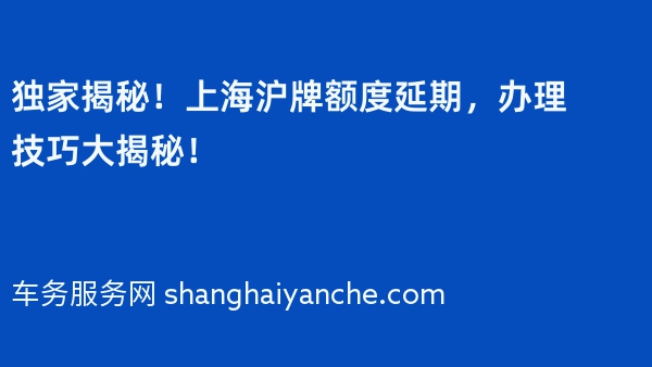 独家揭秘！上海沪牌额度延期，办理技巧大揭秘！