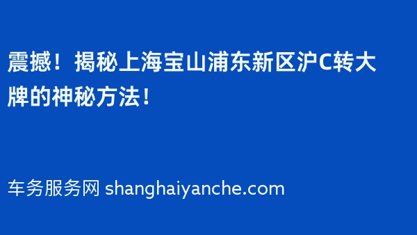 震撼！揭秘上海宝山浦东新区沪C转大牌的神秘方法！