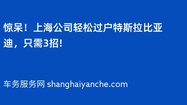 惊呆！上海公司轻松过户特斯拉比亚迪，只需3招!