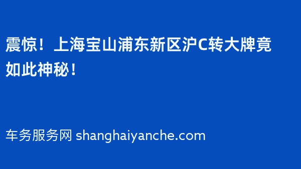 震惊！上海宝山浦东新区沪C转大牌竟如此神秘！